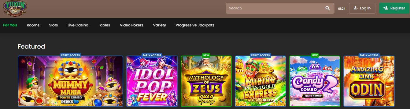 Play hundreds of featured slots including early access and new titles in the casino lobby